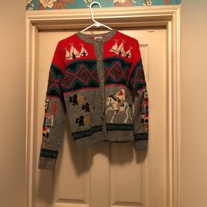 Skyr 80’s Shetland Wool Southwestern Patterned Cardigan